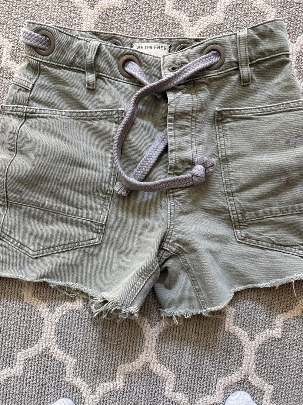 We The Free Sage Green Utility Shorts with Rope Tie